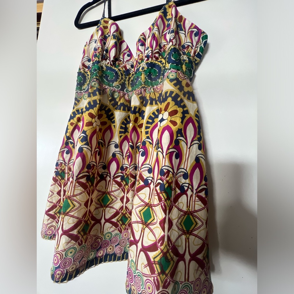 TwentyOne Girls Multicolor Printed Sundress - Pink, Green, Gold, Navy